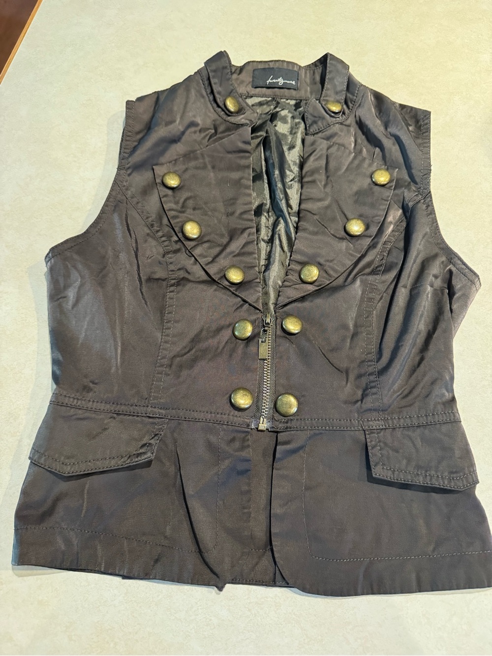 Forever 21 Black Military-Style Buttoned Vest